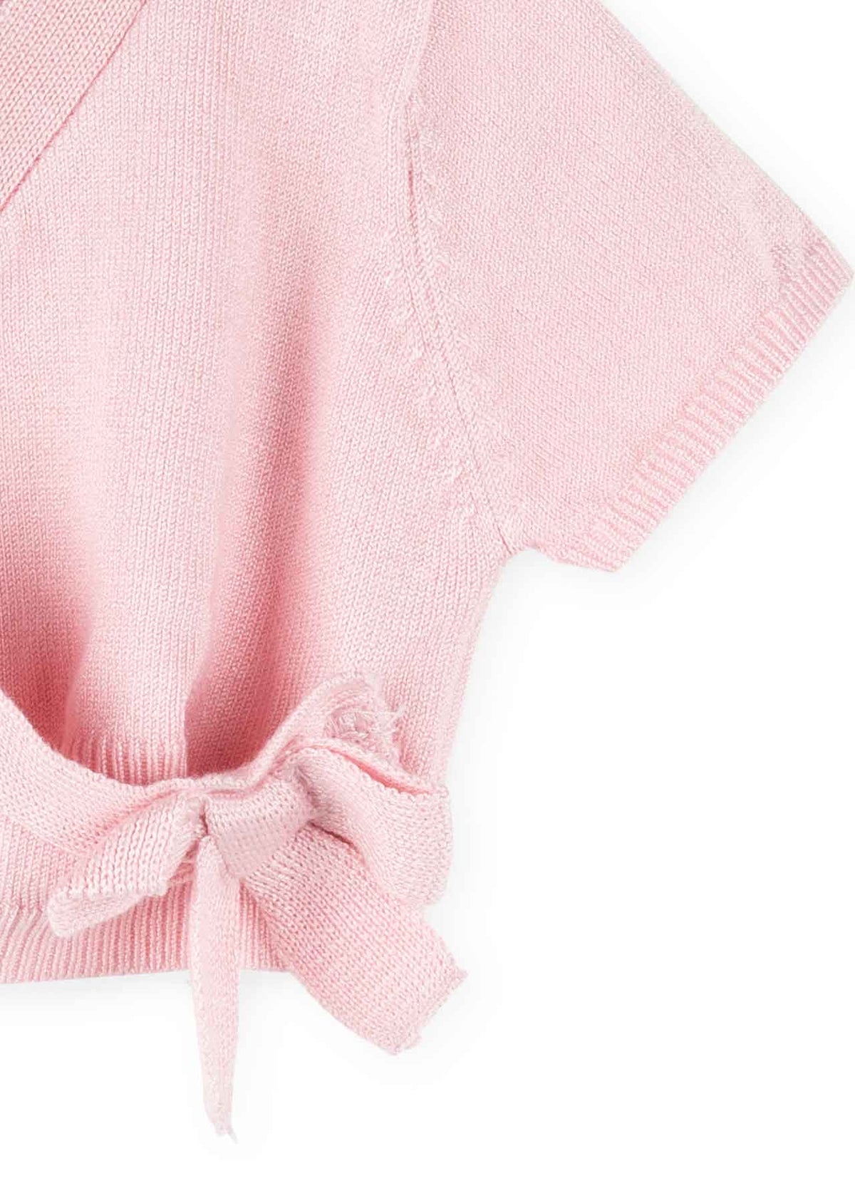 Saco torero tejido rosa bebé