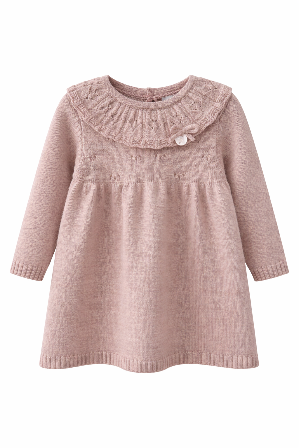 Vestido tejido en hilo bebé palo de rosa
