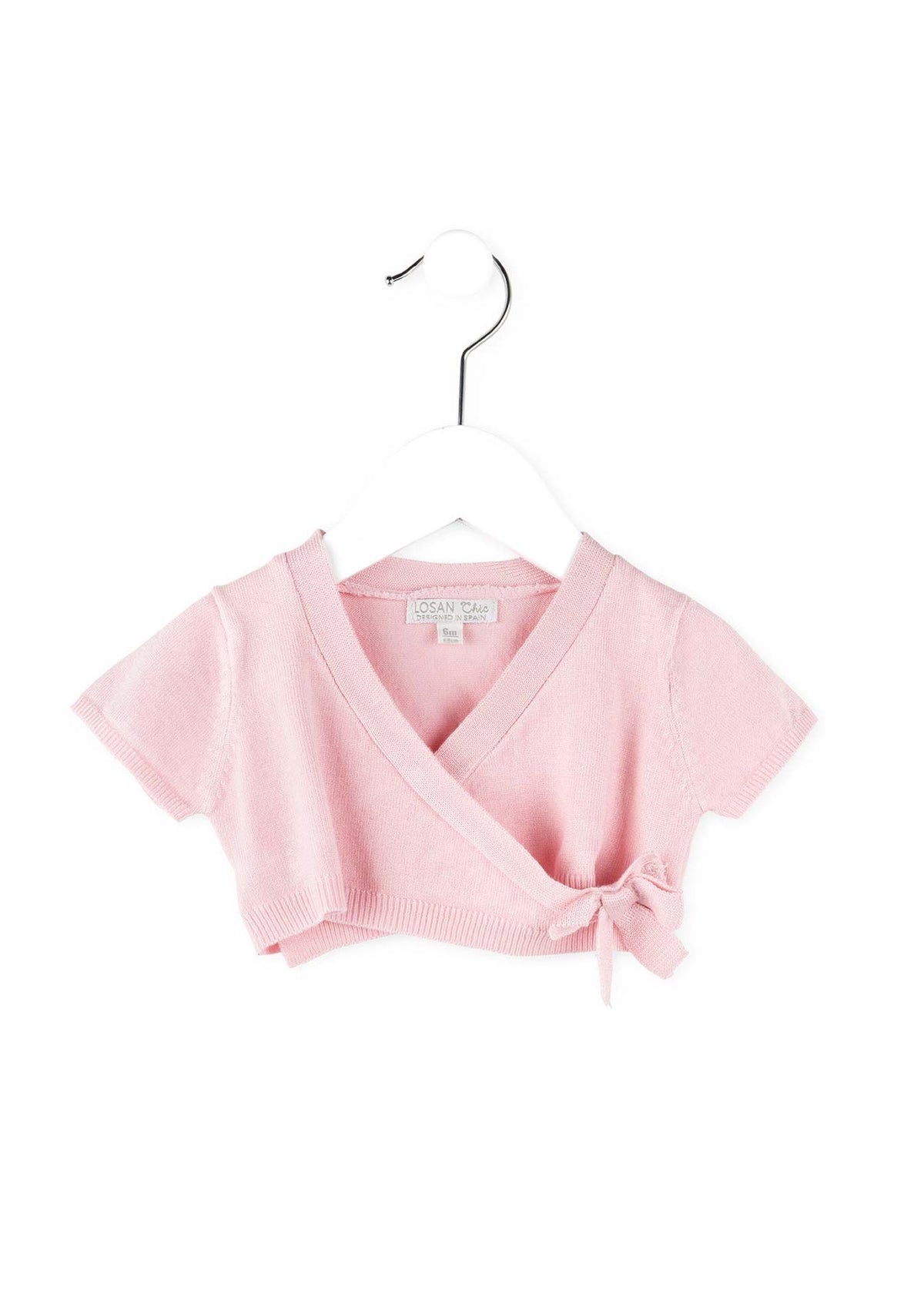 Saco torero tejido rosa bebé